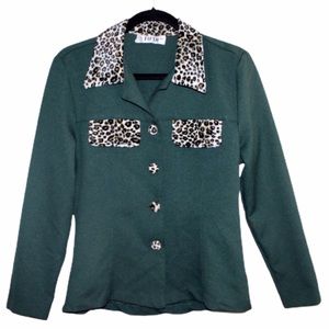 Vintage Green Fifth Ave Button Up Blouse